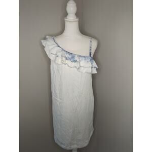 Holding Horses Anthropologie Acid Wash Ruffle Dress Petite Medium